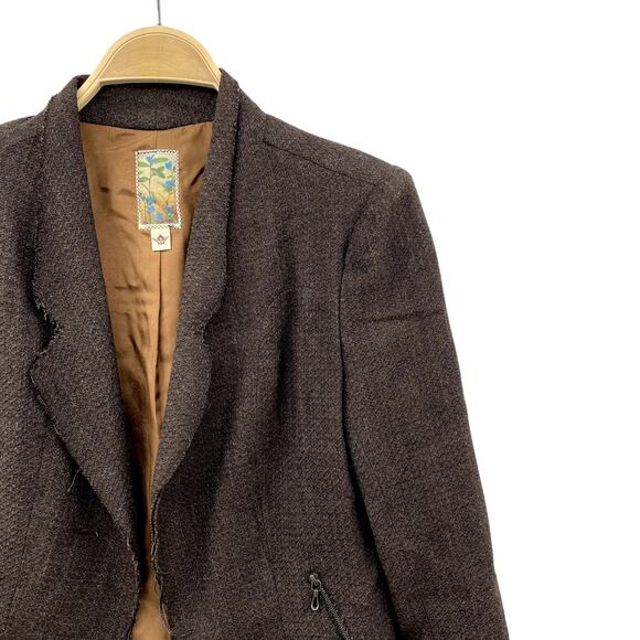 Burning Torch Brown tweed Raw Edge Blazer jacket - Picture 2 of 5